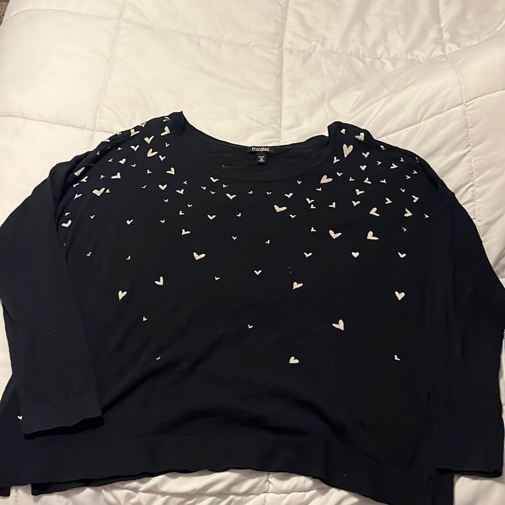 Valentines Heart Black and White Fade Light Sweater Scoop Neck